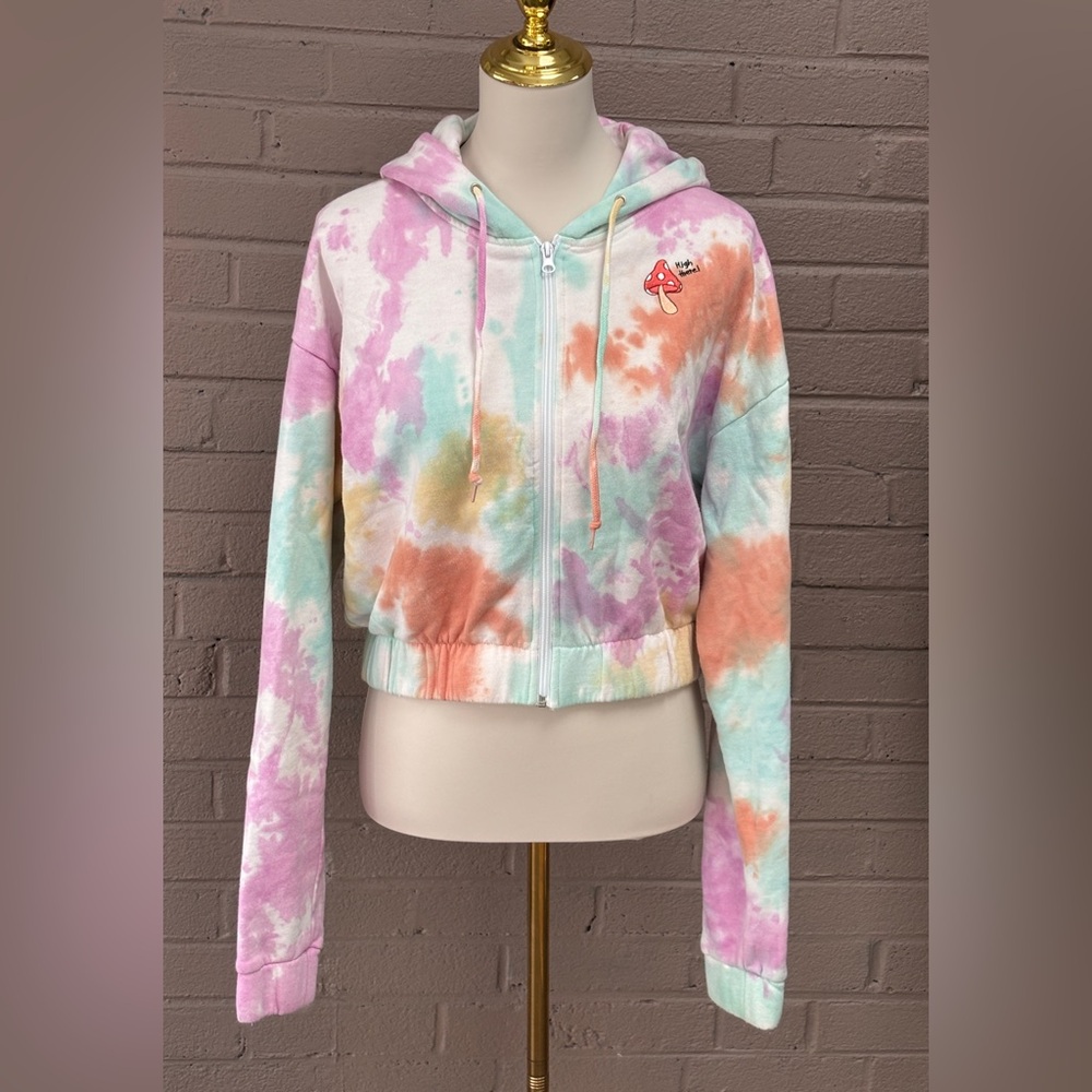 JV by Jac Venek Colorful Tie-Dye Cropped Hoodie L
